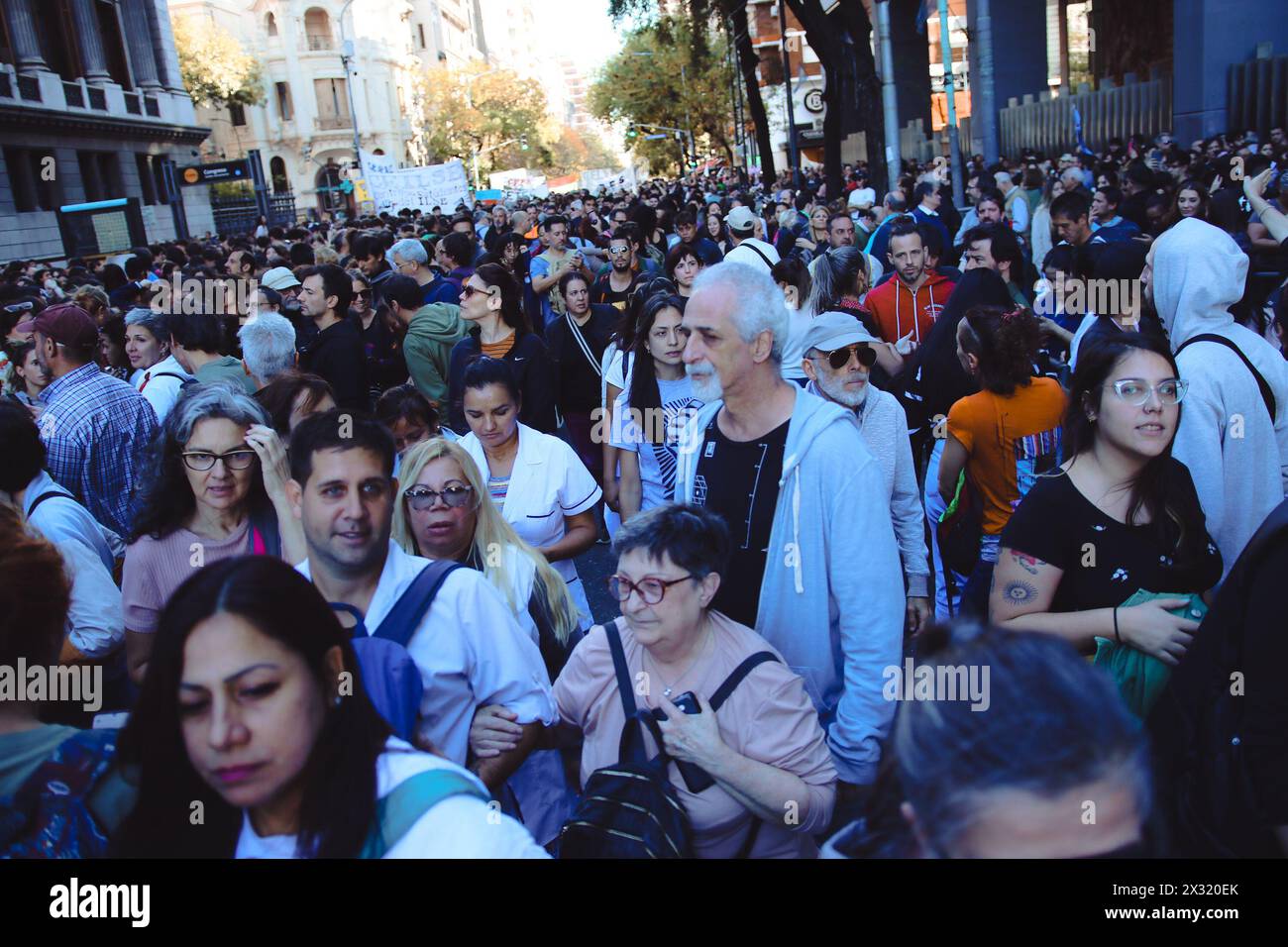 Buenos Aires, Argentina. 23rd Apr, 2024. Demonstrators gather at National Congress to protest against budget cuts to public universities in Argentina ( Credit: Néstor J. Beremblum/Alamy Live News Stock Photo