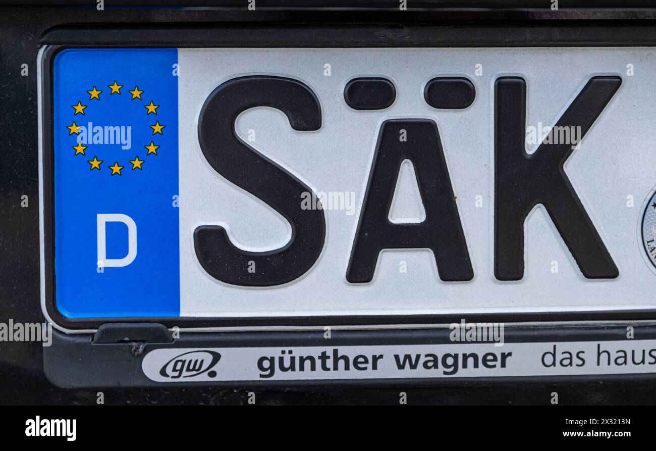 Eine Autonummer aus dem deutschen Bad Säckingen. (Schlatt TG, Schweiz 15.04.2022) Stock Photo