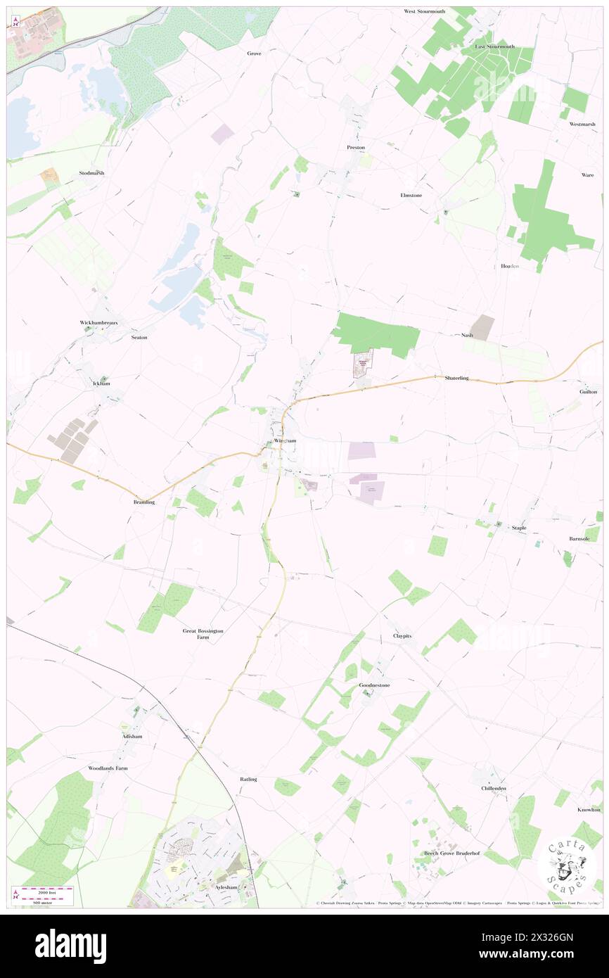 Wingham, Kent, GB, United Kingdom, England, N 51 16' 14'', N 1 13' 7'', map, Cartascapes Map published in 2024. Explore Cartascapes, a map revealing Earth's diverse landscapes, cultures, and ecosystems. Journey through time and space, discovering the interconnectedness of our planet's past, present, and future. Stock Photo