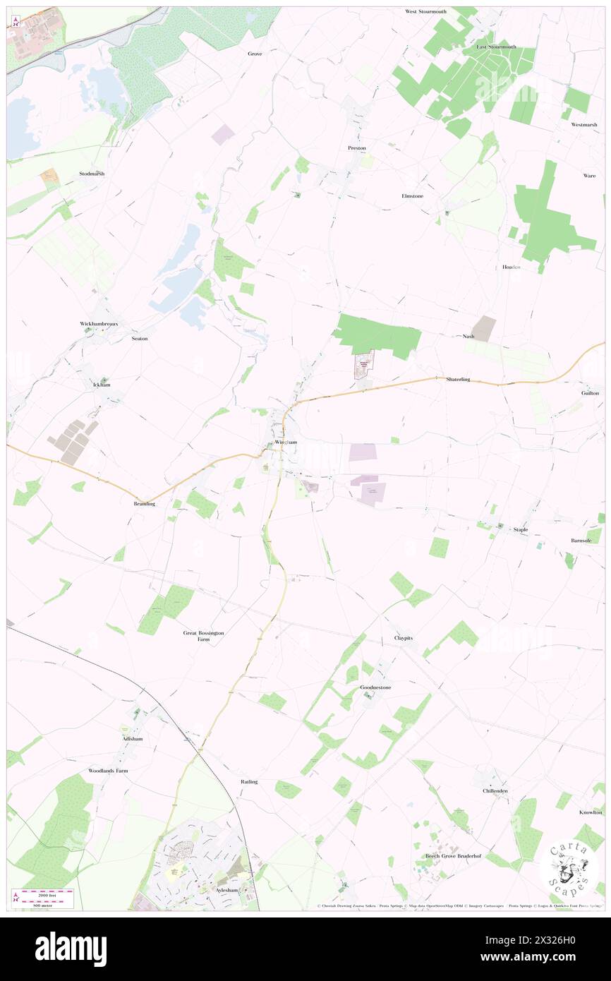 Wingham, Kent, GB, United Kingdom, England, N 51 16' 14'', N 1 13' 7'', map, Cartascapes Map published in 2024. Explore Cartascapes, a map revealing Earth's diverse landscapes, cultures, and ecosystems. Journey through time and space, discovering the interconnectedness of our planet's past, present, and future. Stock Photo