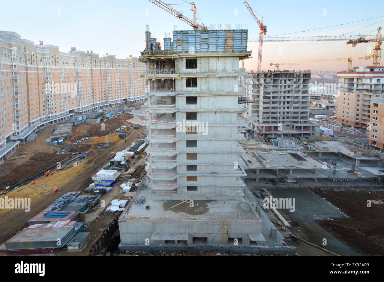 MOSCOW - NOVEMBER 23: Buildings under construction in complex Tsaritsino, on November 23, 2012 in Moscow, Russia. Tsaritsino District is 15 residentia Stock Photo