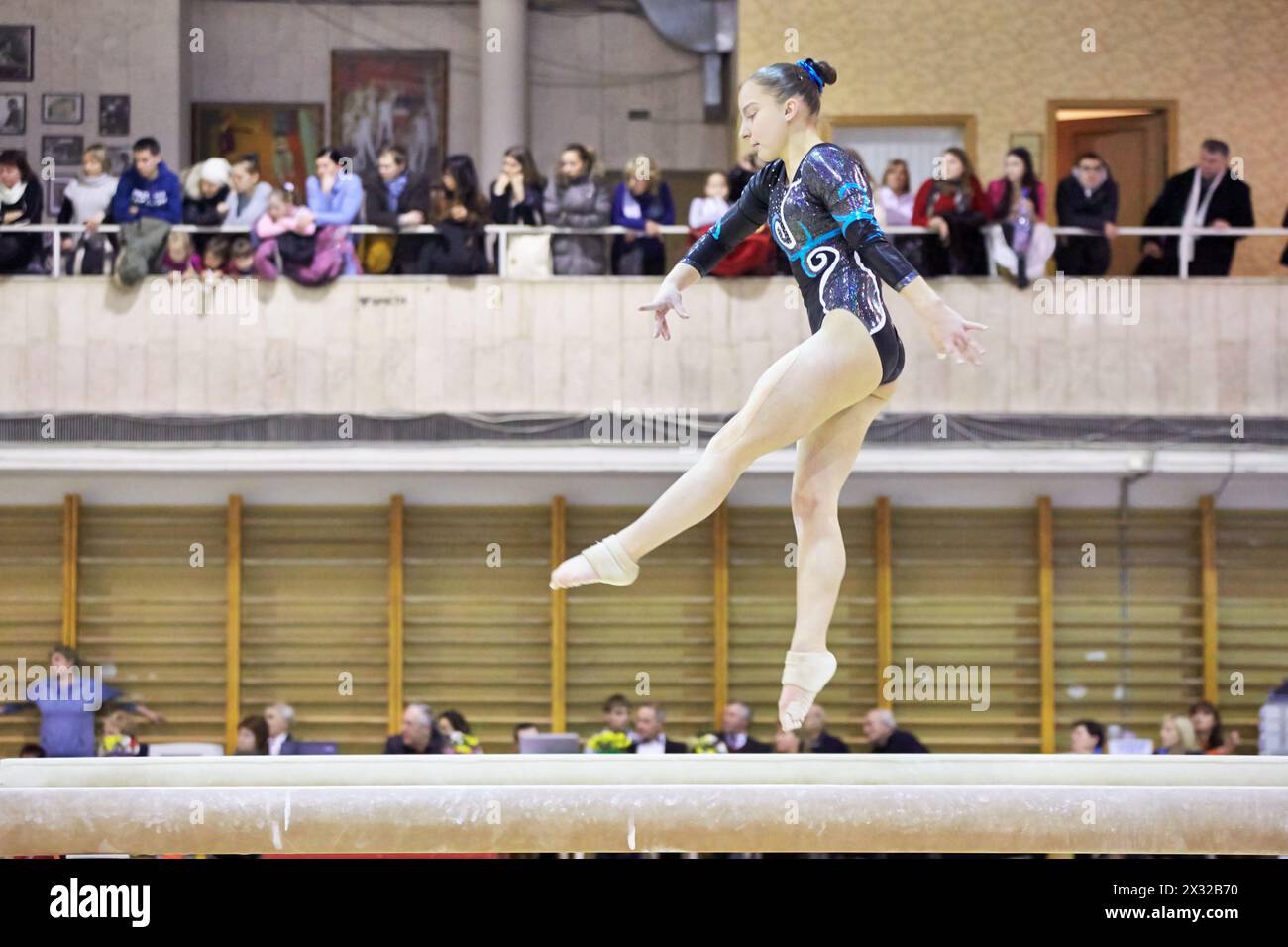 Balance Beam Routine gymnast during performance on balance beam Stock Photo - Alamy