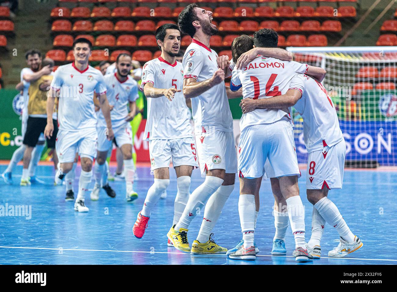 Players of Tajikistan celebrating after won over Afghanistan during the ...