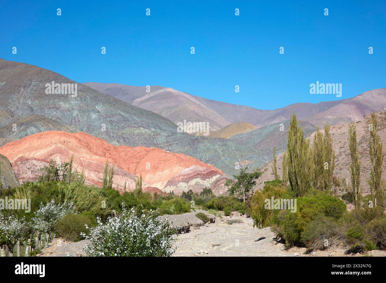 The Hills of 7 Colors (Cerro de los 7 colores), Purmamarca, Jujuy, Argentine Northwest. Stock Photo