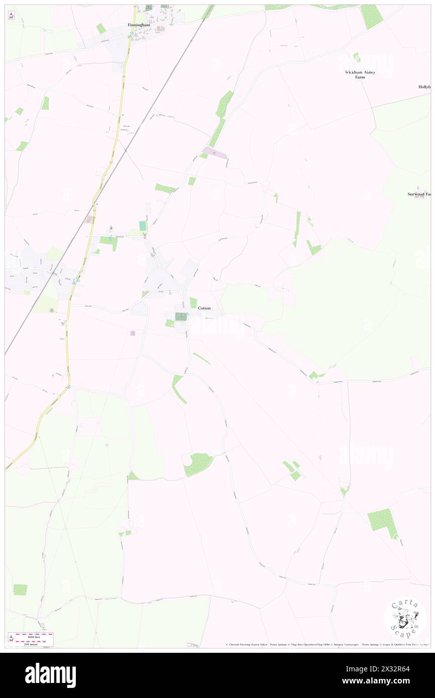 Cotton, Suffolk, GB, United Kingdom, England, N 52 15' 38'', N 1 2' 11'', map, Cartascapes Map published in 2024. Explore Cartascapes, a map revealing Earth's diverse landscapes, cultures, and ecosystems. Journey through time and space, discovering the interconnectedness of our planet's past, present, and future. Stock Photo