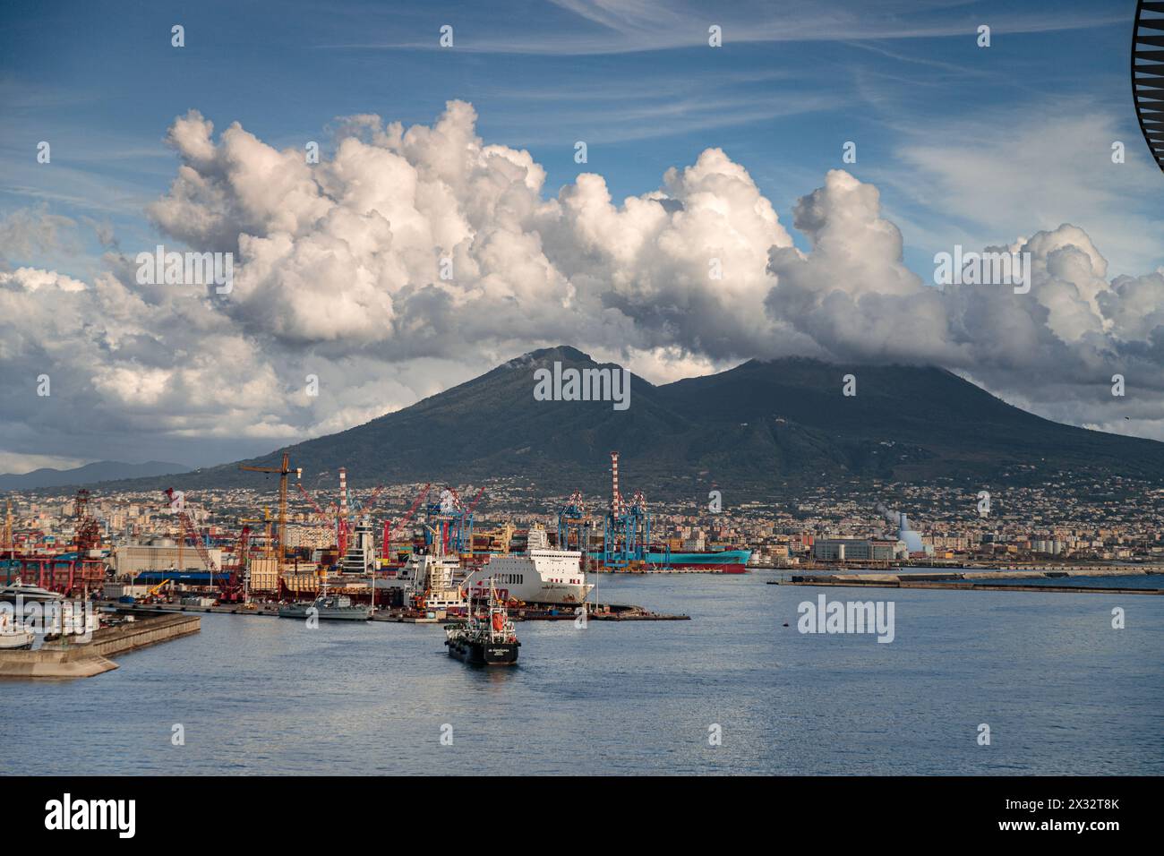 Mount Vesuvuis volcano overlooking Naples, Italy Stock Photo