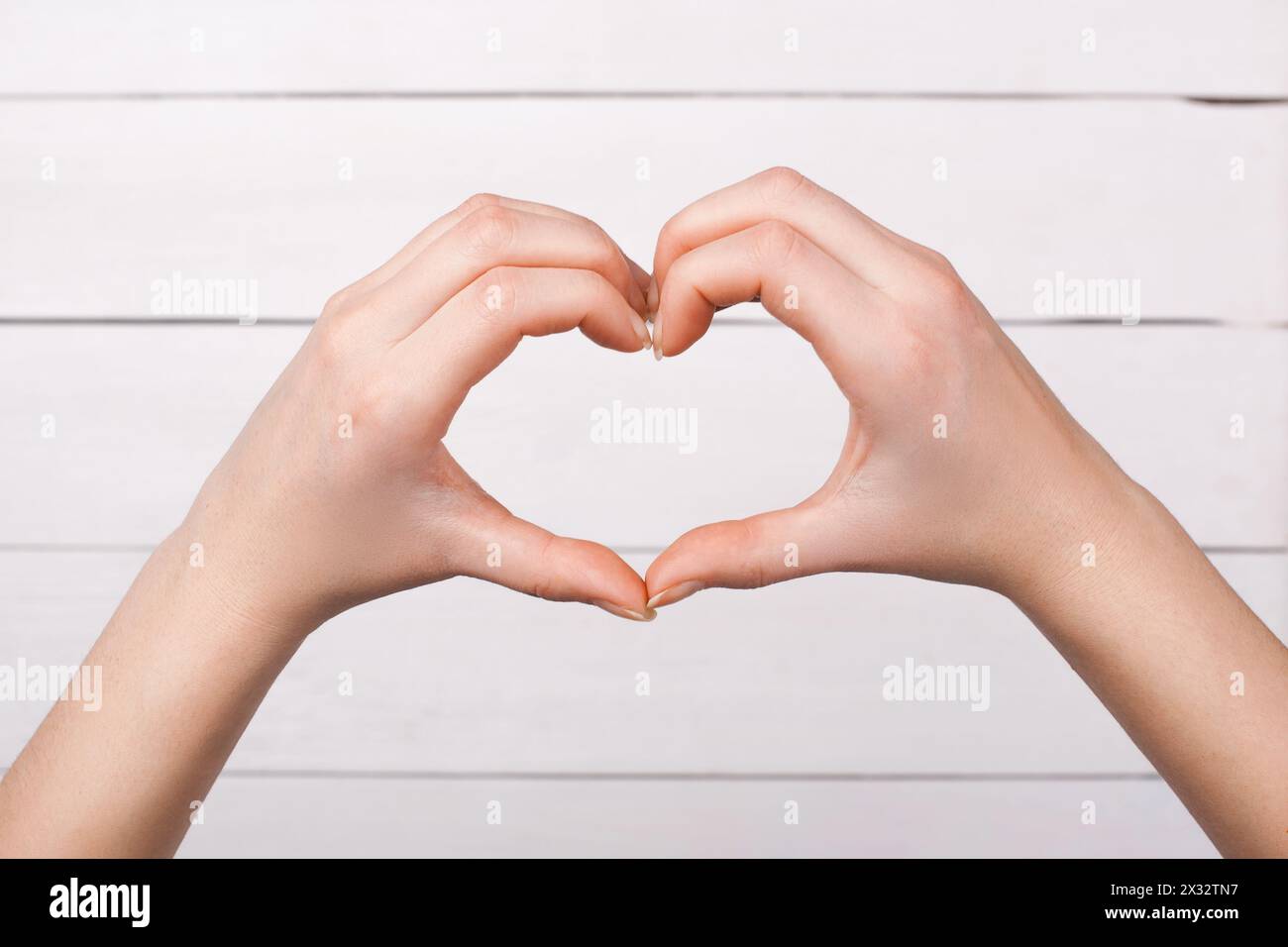 Ladies Fingers Show Heart Symbol. Love. Stock Photo