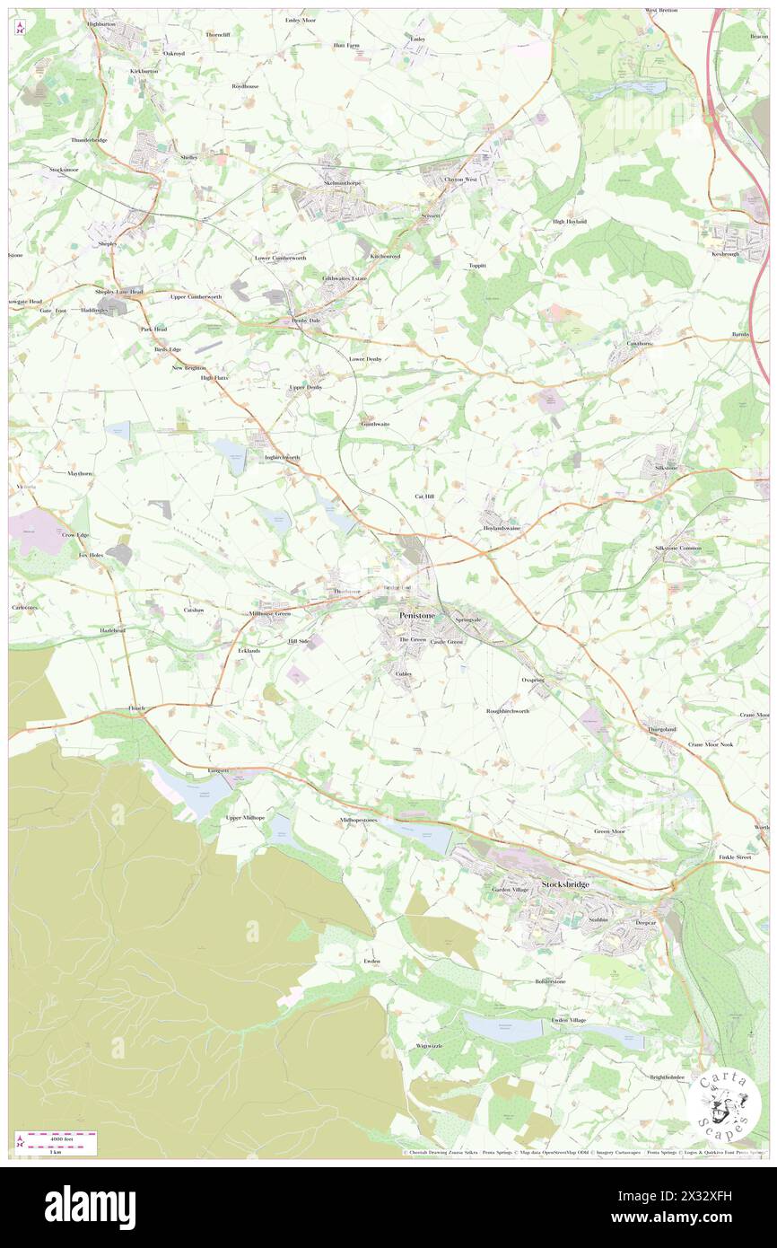 Penistone, Barnsley, GB, United Kingdom, England, N 53 31' 47'', S 1 38' 13'', map, Cartascapes Map published in 2024. Explore Cartascapes, a map revealing Earth's diverse landscapes, cultures, and ecosystems. Journey through time and space, discovering the interconnectedness of our planet's past, present, and future. Stock Photo