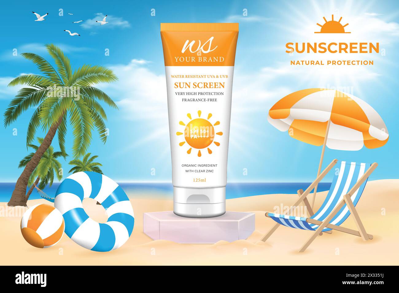 The vector of sunscreen Skin care product ad template Stock Vector ...