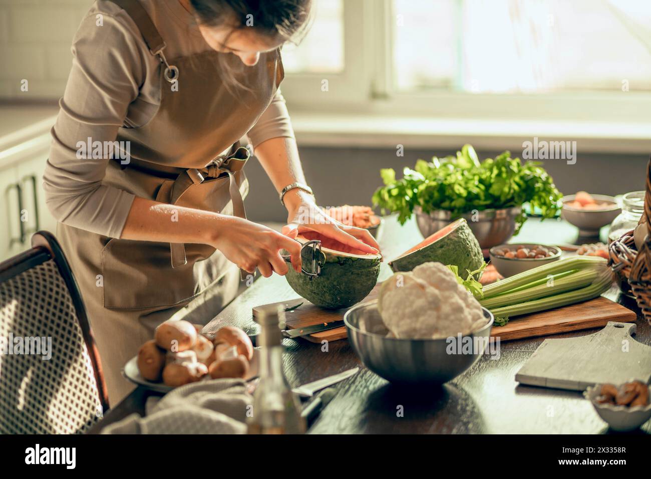 Fitness nutrition scene woman preparing hi-res stock photography and ...