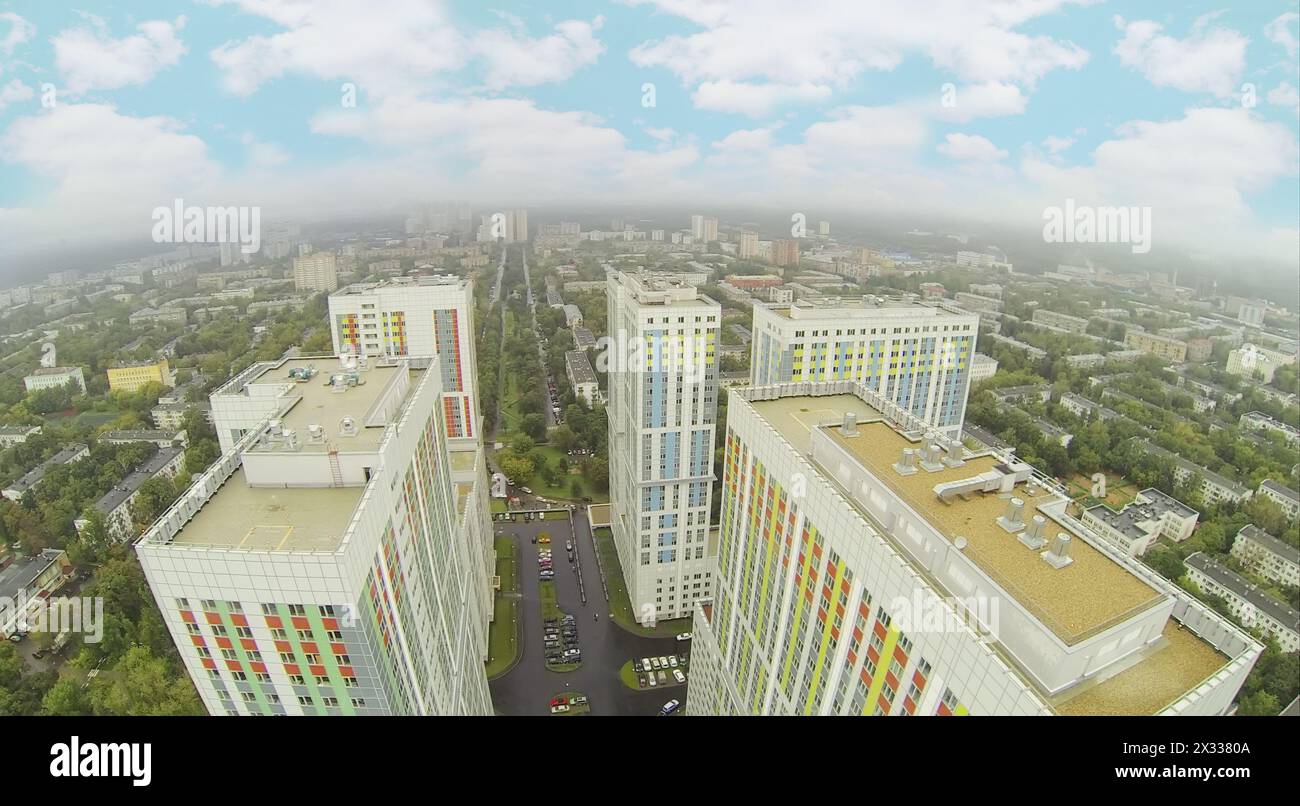 Buildings of residential complex in city. View from unmanned ...