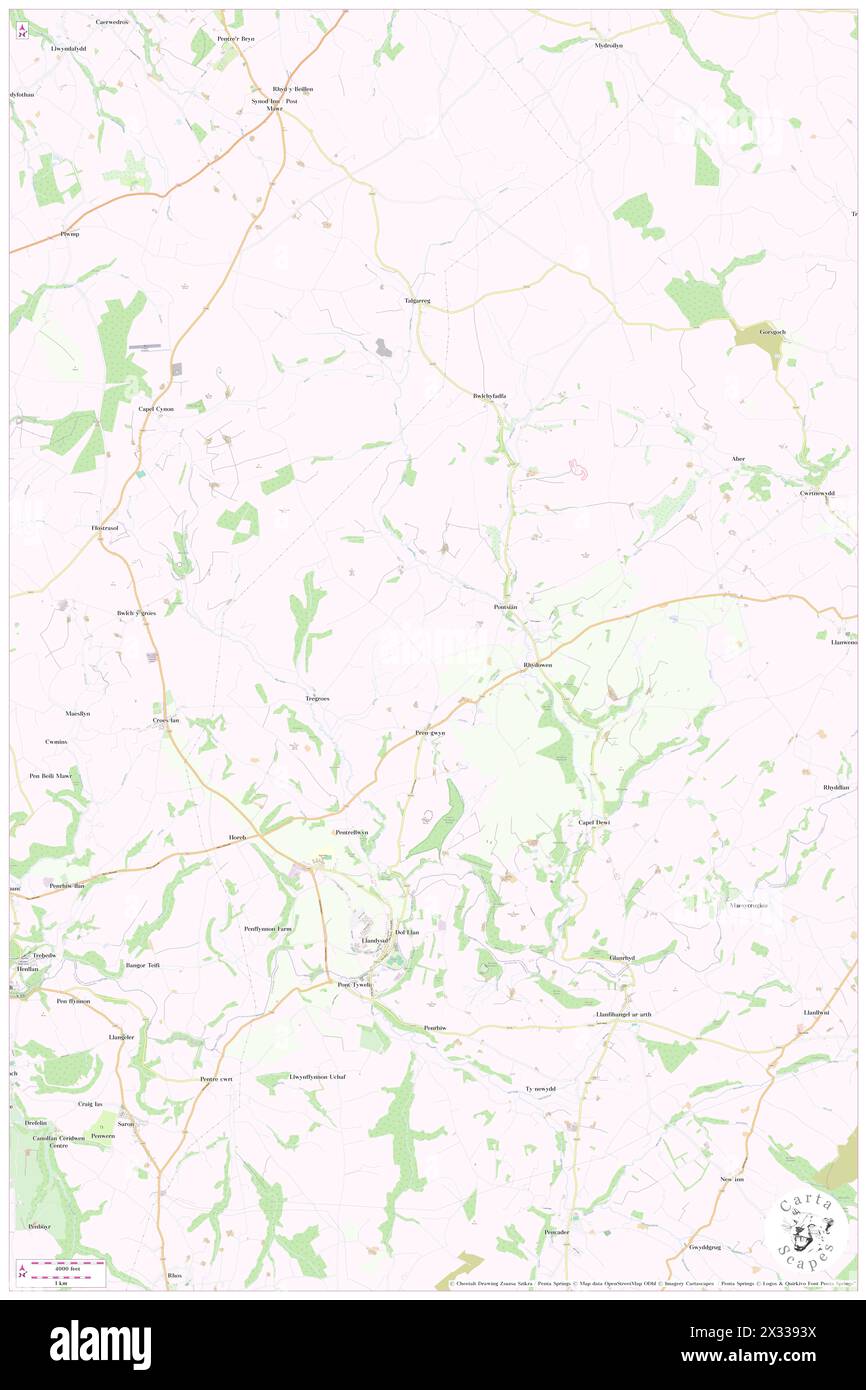 Llandysul, County of Ceredigion, GB, United Kingdom, Wales, N 52 5' 6'', S 4 17' 52'', map, Cartascapes Map published in 2024. Explore Cartascapes, a map revealing Earth's diverse landscapes, cultures, and ecosystems. Journey through time and space, discovering the interconnectedness of our planet's past, present, and future. Stock Photo