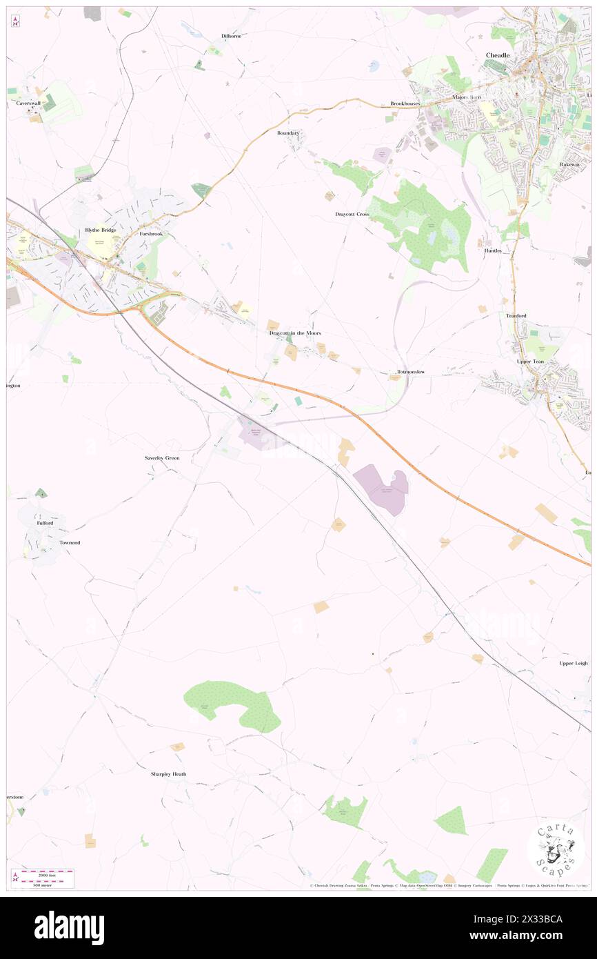 Draycott in the Moors, Staffordshire, GB, United Kingdom, England, N 52 56' 51'', S 2 1' 41'', map, Cartascapes Map published in 2024. Explore Cartascapes, a map revealing Earth's diverse landscapes, cultures, and ecosystems. Journey through time and space, discovering the interconnectedness of our planet's past, present, and future. Stock Photo