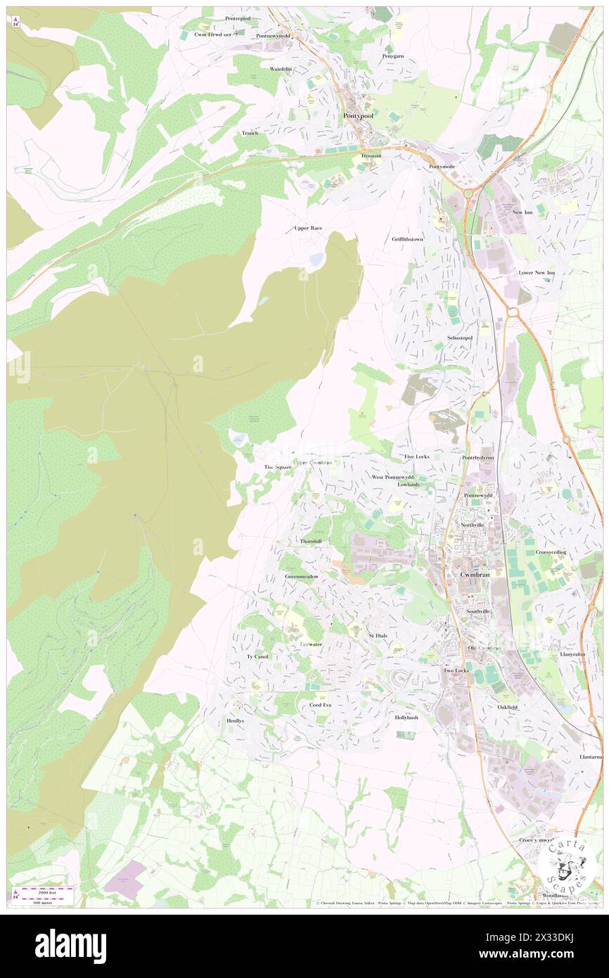 Upper Cwmbran, Torfaen County Borough, GB, United Kingdom, Wales, N 51 39' 57'', S 3 2' 58'', map, Cartascapes Map published in 2024. Explore Cartascapes, a map revealing Earth's diverse landscapes, cultures, and ecosystems. Journey through time and space, discovering the interconnectedness of our planet's past, present, and future. Stock Photo