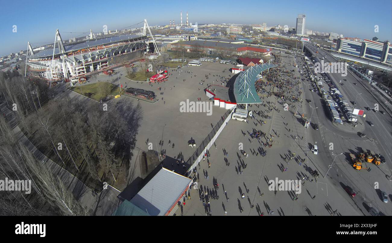 MOSCOW, RUSSIA - MAR 10, 2014: Aerial view of Locomotive sports stadium. Stock Photo