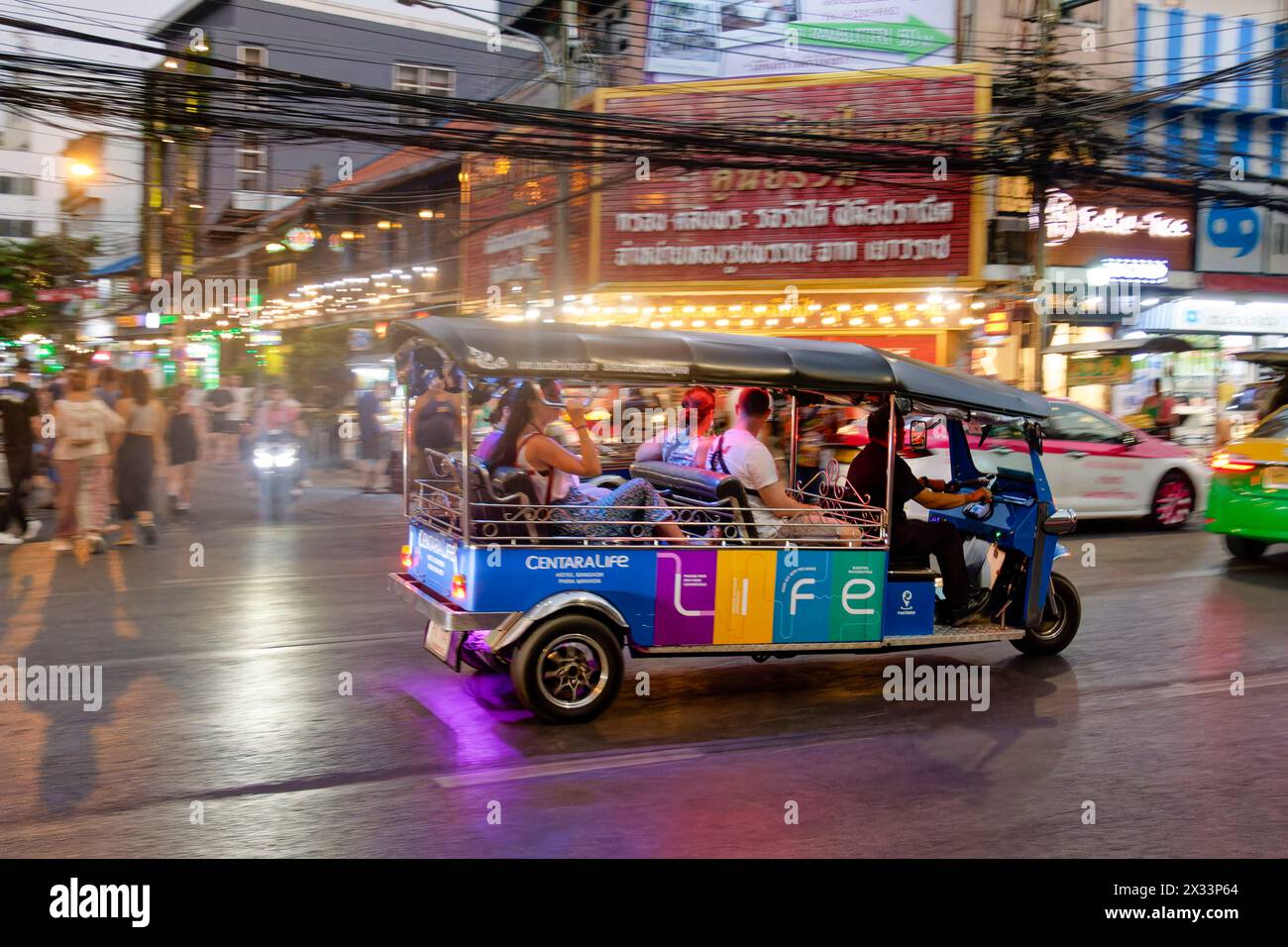 Tuk Tuk, Khao San district , Bangkok, Thailand Stock Photo