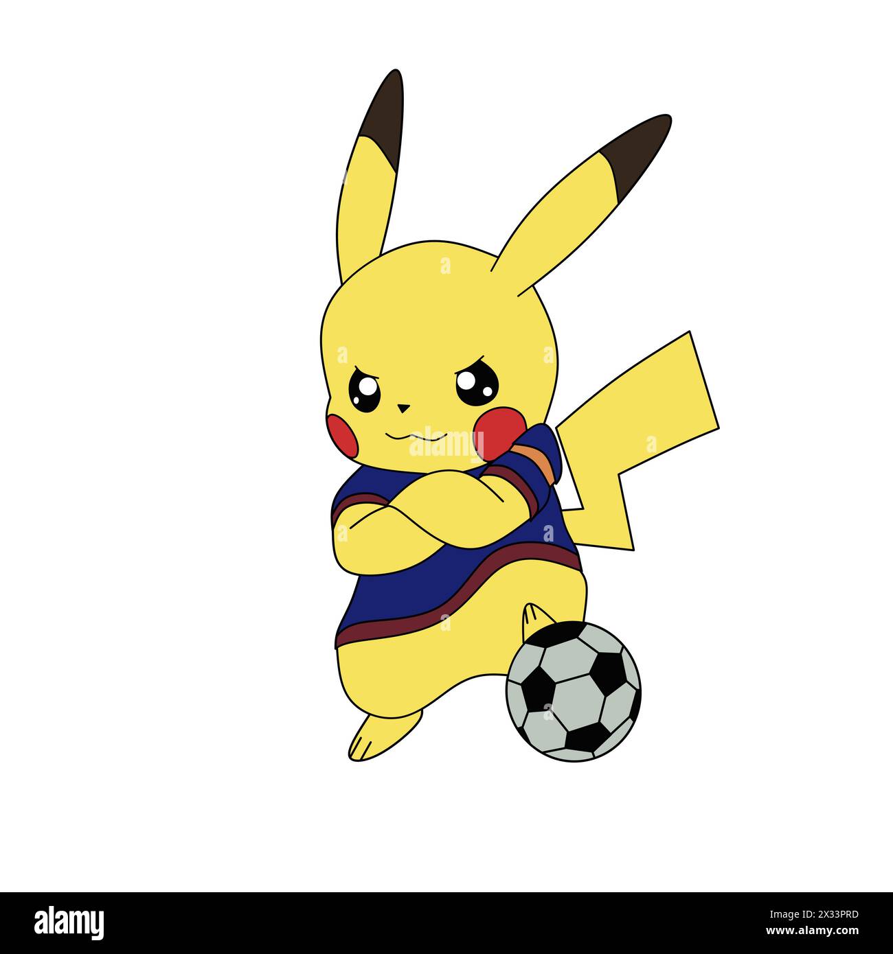 Pokemon Character pikachu football cartoon animation Stock Vector