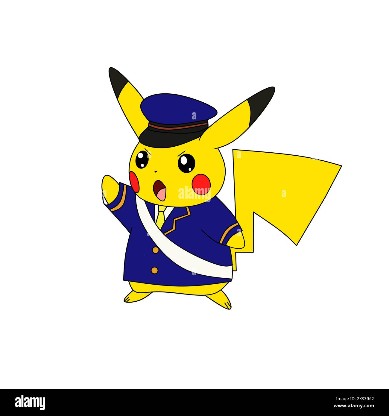 Pokemon Character pikachu cartoon japanese police animation Stock Vector