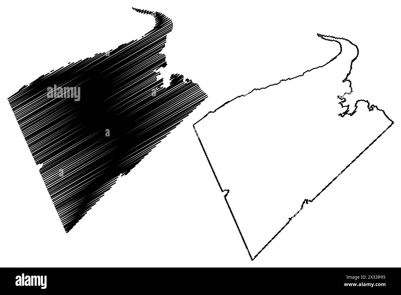Kings County (Canada, Nova Scotia Province, North America) map vector illustration, scribble sketch Kings map Stock Vector