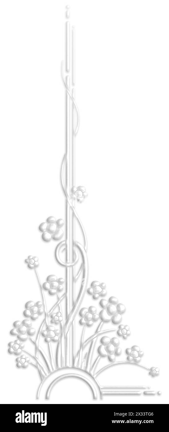 Art Deco style illustration creating a border with flowers that look like a plaster ornament Stock Photo