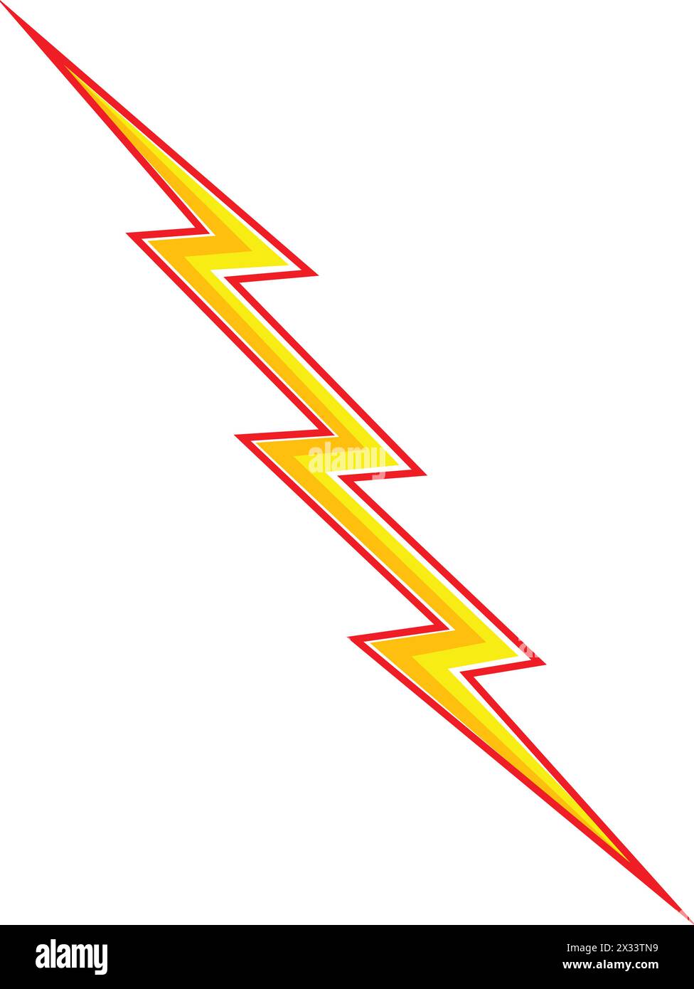 simple classic cartoon yellow lightning bolt illustration vector isolated on transparent background Stock Vector