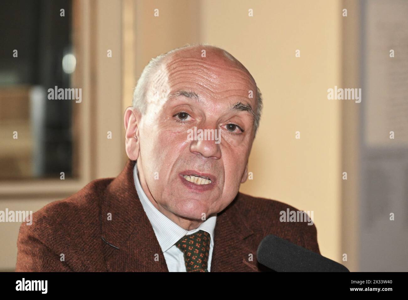 Milan, Italy. 24th Apr, 2024. Milan, Italy PUCCINI Festival 2024 event presentation conference celebrating 100 years since the death of Giacomo Puccini from 12 July to 23 August in Torre del Lago Viareggio In the photo: Luigi Ficacci President of the Puccinia Festival Foundation Credit: Independent Photo Agency/Alamy Live News Stock Photo