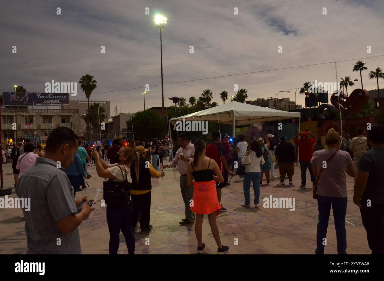 TORREON, COAHUILA, MEXICO; April 8 2024 Crowd at the total solar