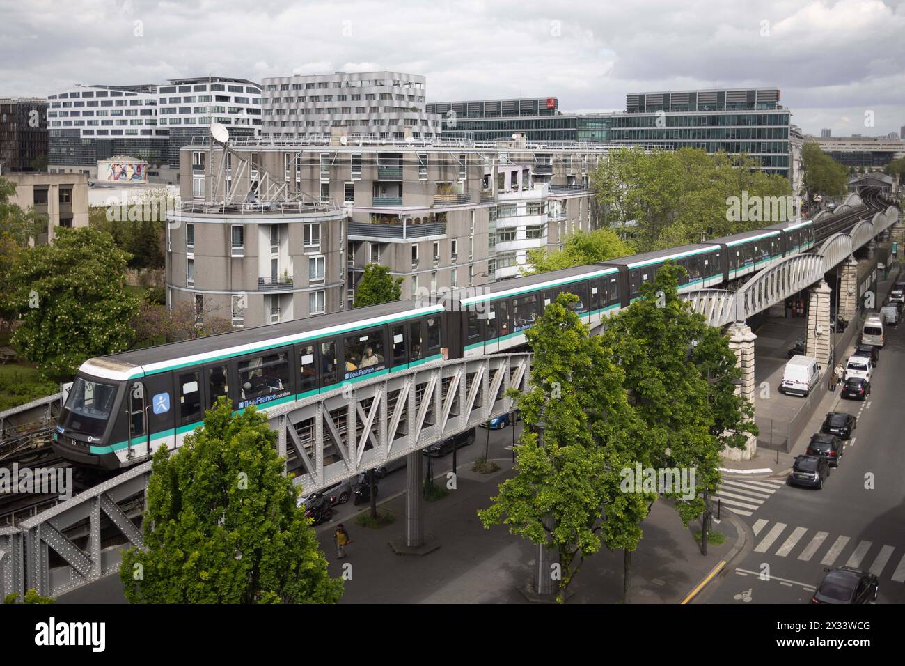 Paris, France. 24th Apr, 2024. View of the overhead railway in the 13th ...