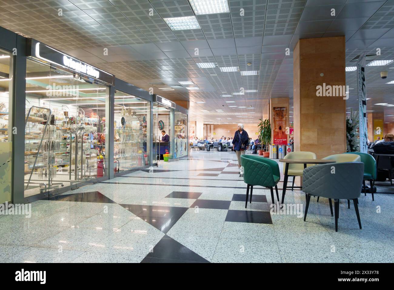 Departure lounge and shops, Luxor airport. Egypt Stock Photo