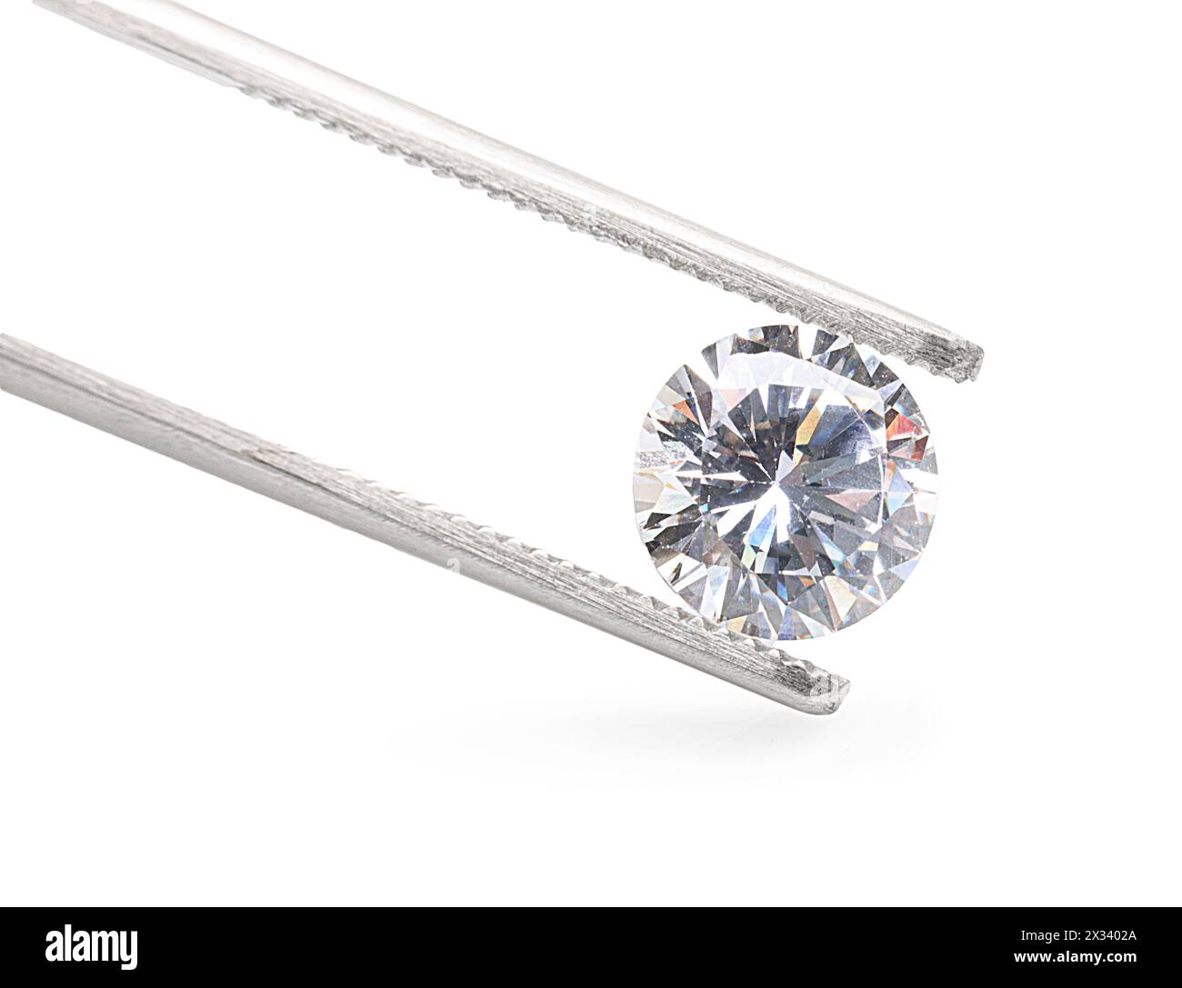 Tweezers with beautiful shiny diamond isolated on white Stock Photo - Alamy