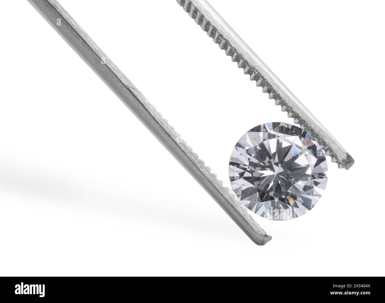 Tweezers with beautiful shiny diamond isolated on white Stock Photo - Alamy