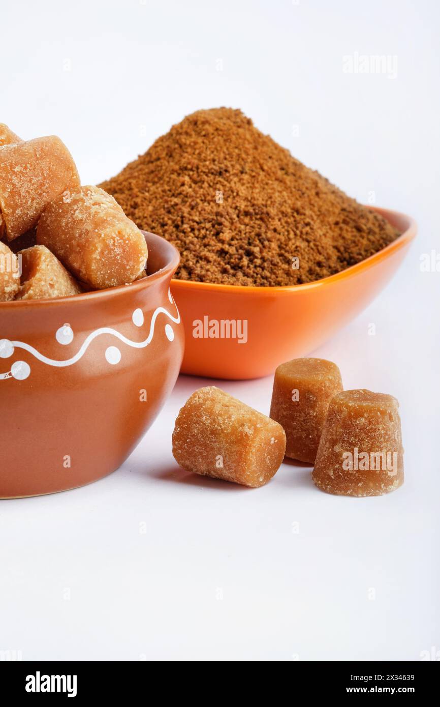 Organic Gur or Jaggery Powder and cubes, Jaggery is used as an ...