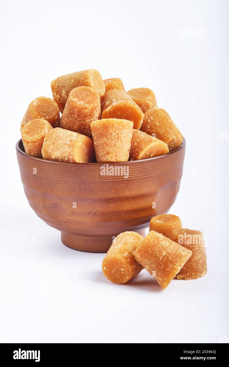 Organic Gur or Jaggery Powder and cubes, Jaggery is used as an ...