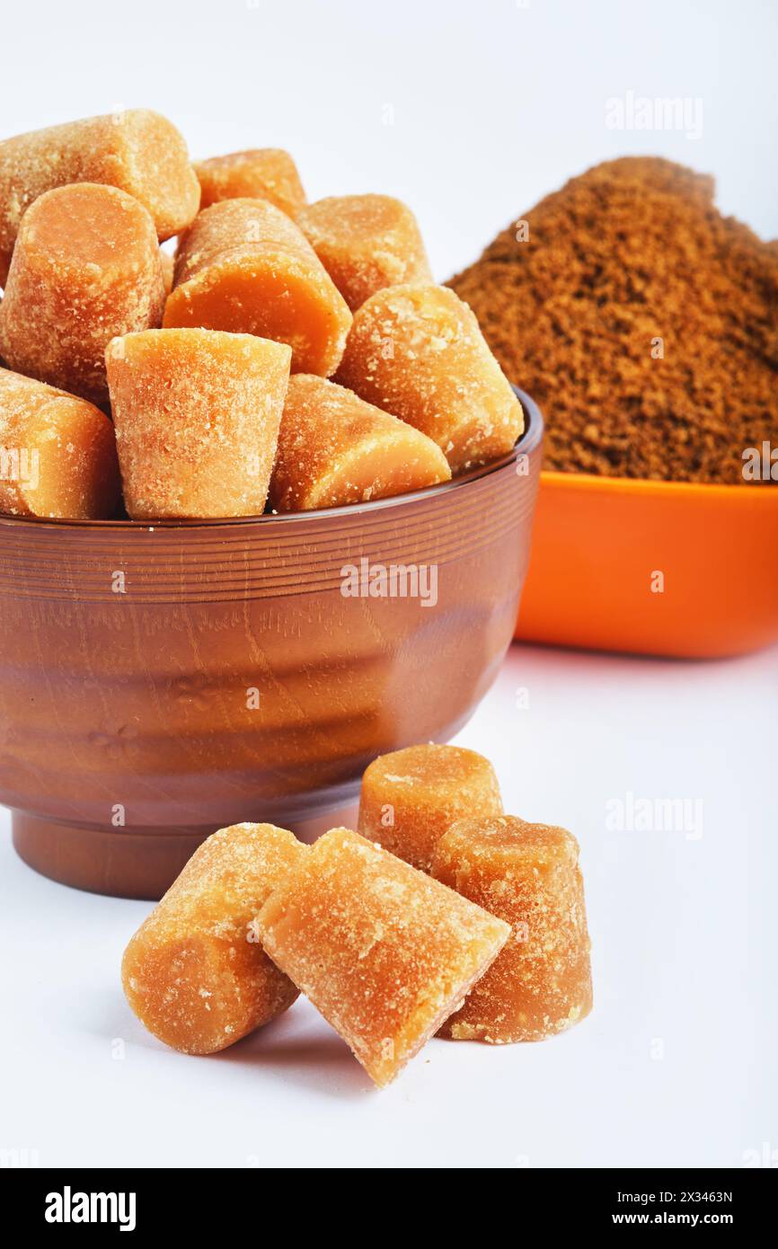 Organic Gur or Jaggery Powder and cubes, Jaggery is used as an ...