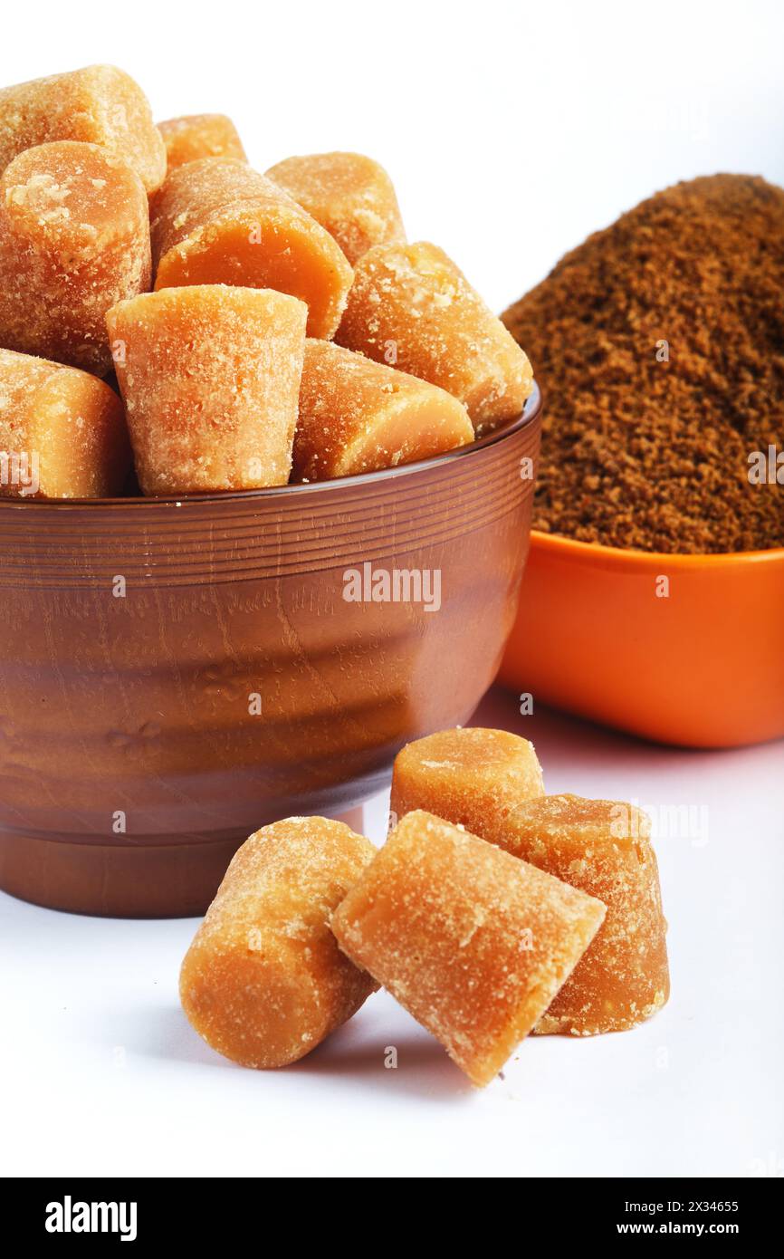 Organic Gur or Jaggery Powder and cubes, Jaggery is used as an ...