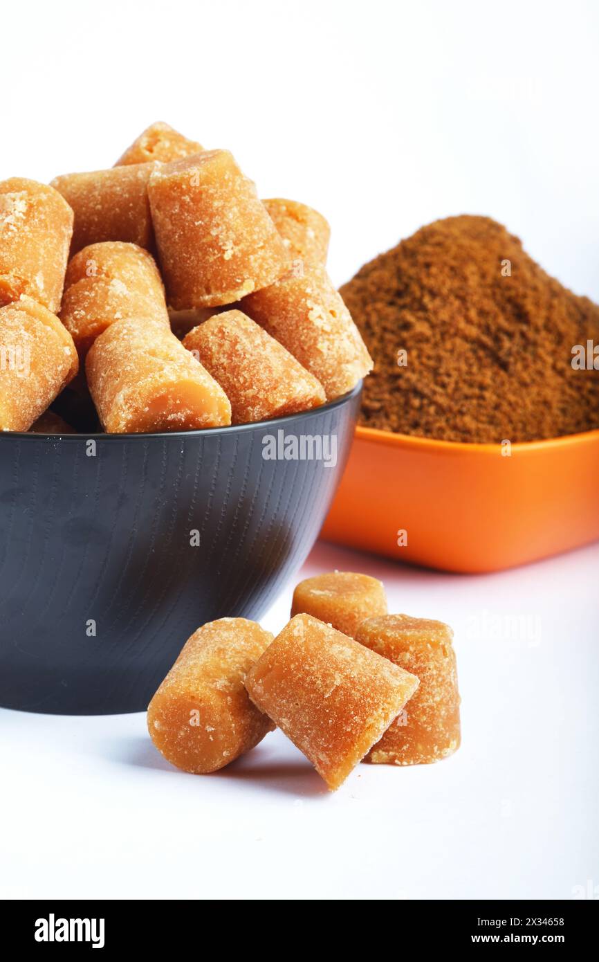 Organic Gur or Jaggery Powder and cubes, Jaggery is used as an ...