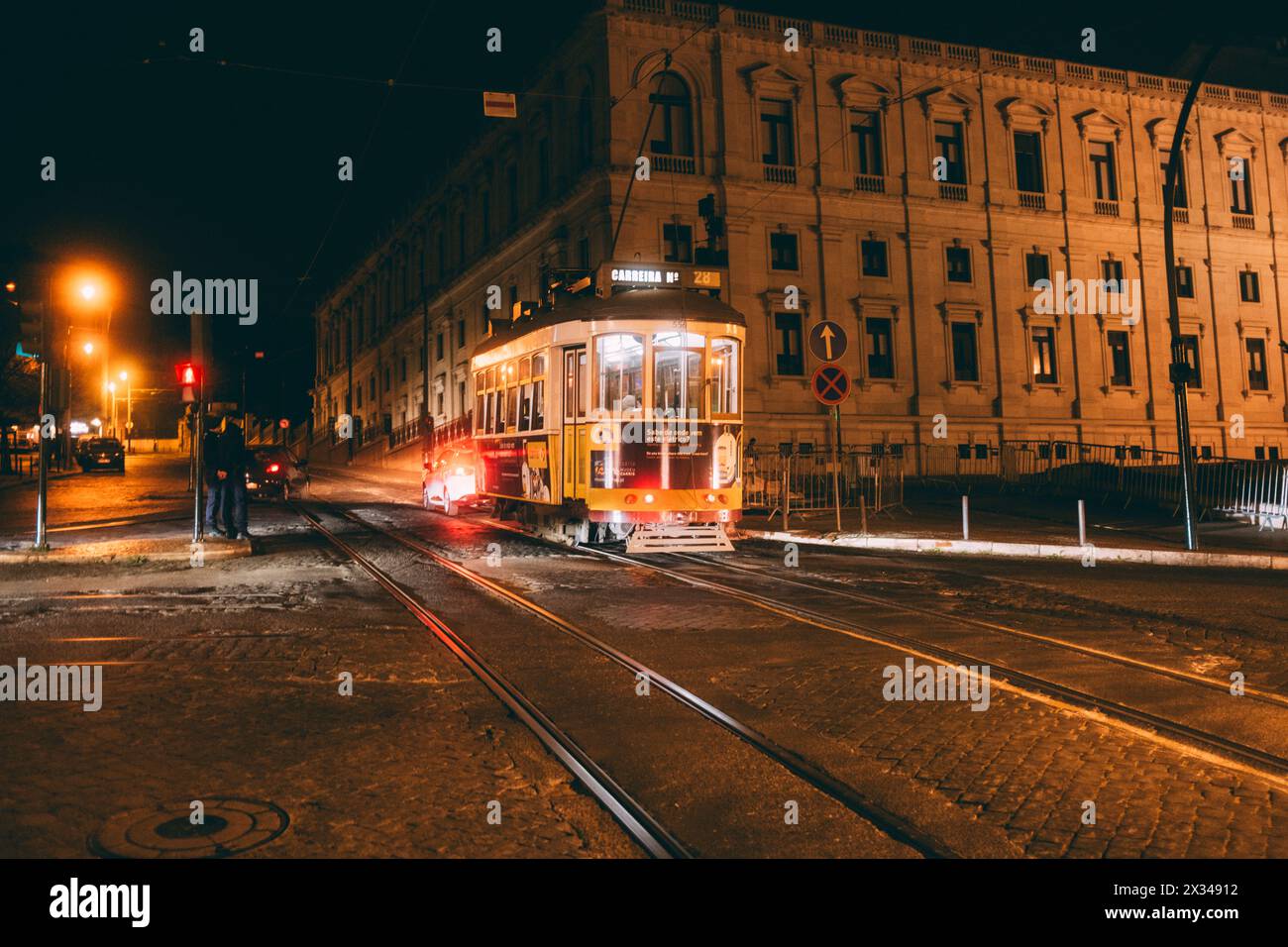 Lisbon, Lissabon, 21.03.2024: Travelpictures Lisbon, an old tram 28 by night. Stock Photo