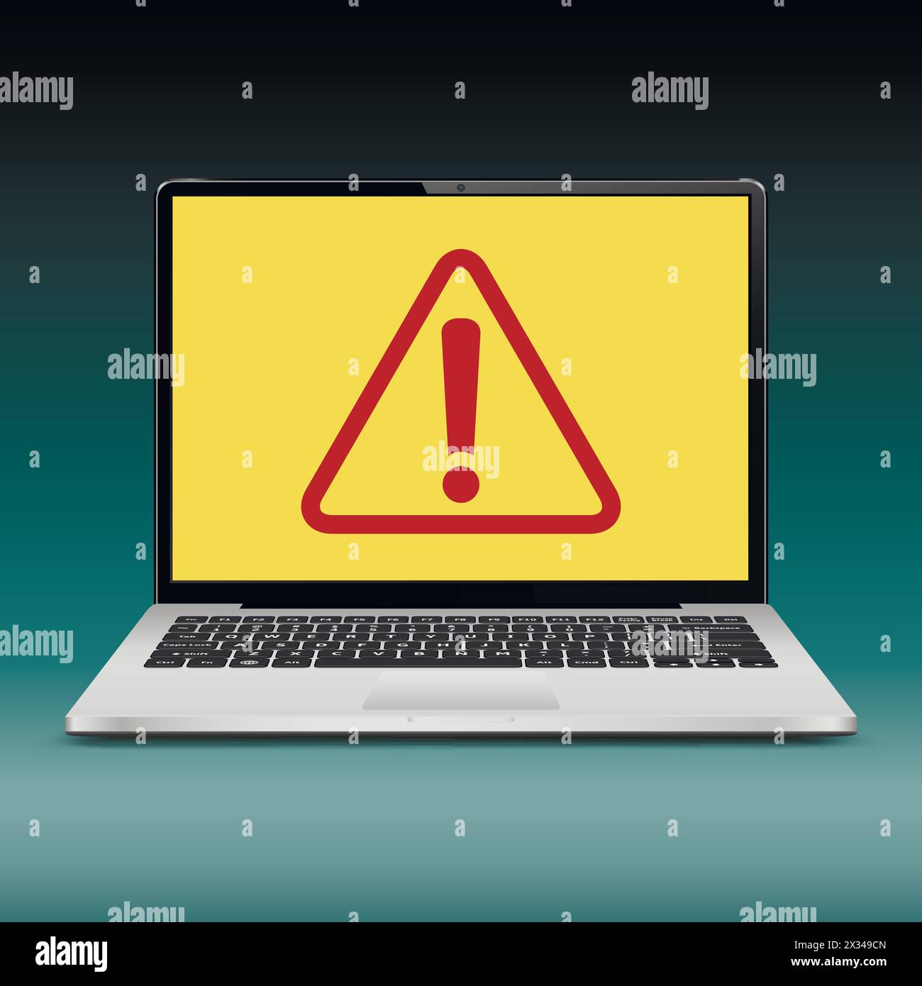 Security concept. Laptop with exclamation mark on screen. Vector ...