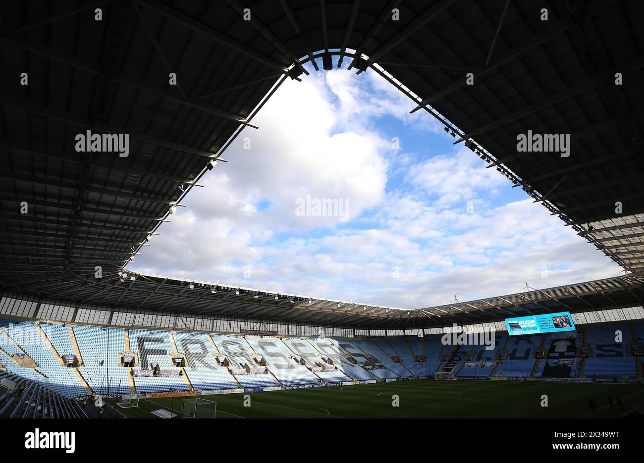 A general view from inside the stadium ahead of the Sky Bet Championship match at Coventry Building Society Arena, Coventry. Picture date: Wednesday April 24, 2024. Stock Photo