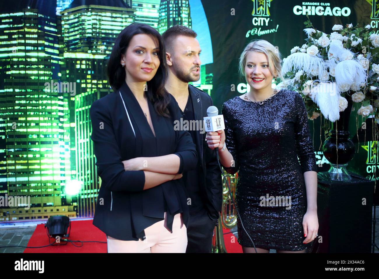 MOSCOW - APR 26, 2015: Group Yin-Yang at a party in honor of the birthday the glossy magazine LF city in karaoke club Chicago Stock Photo