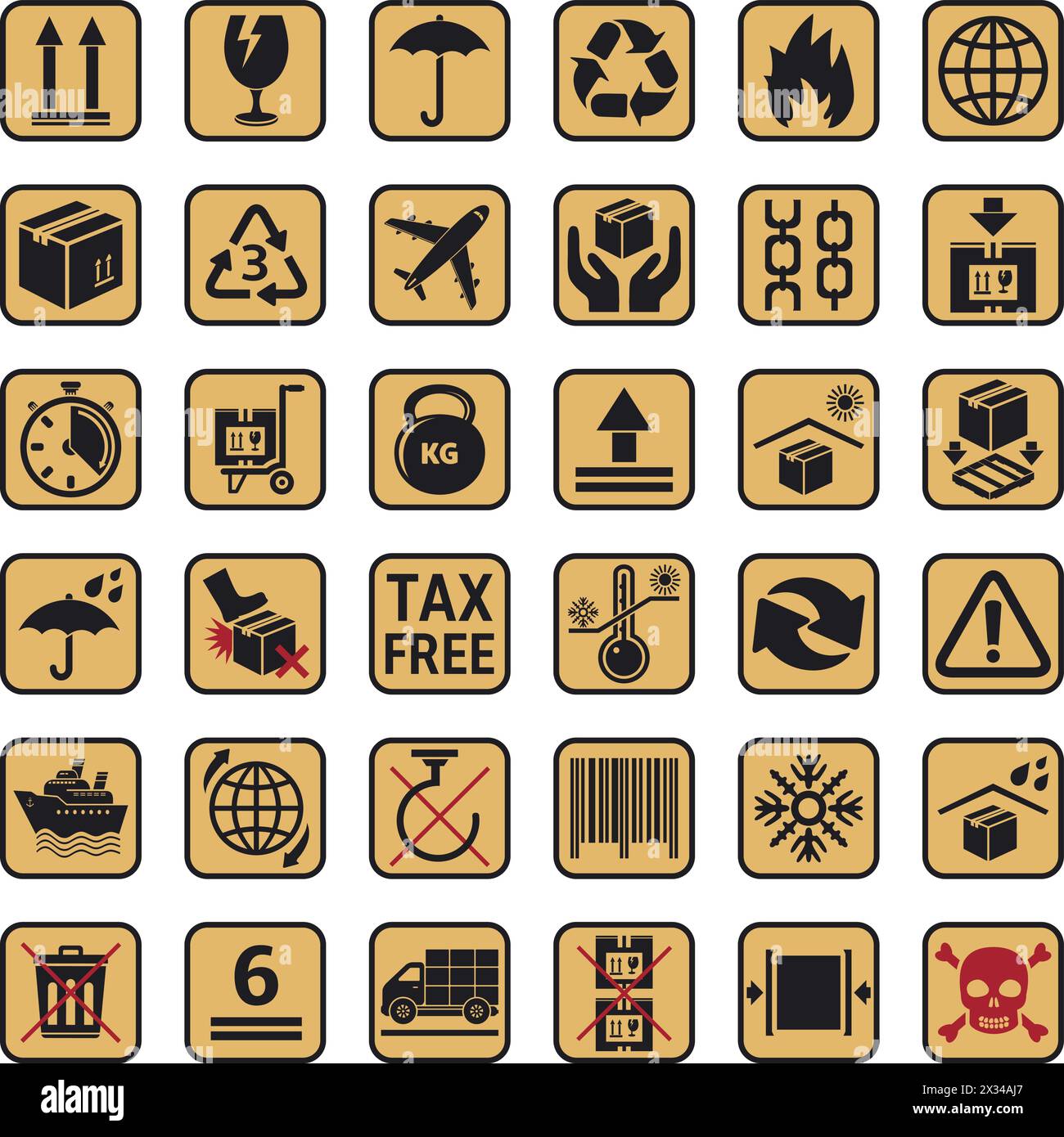 Packaging symbols set, cargo icons, vector illustration Stock Vector
