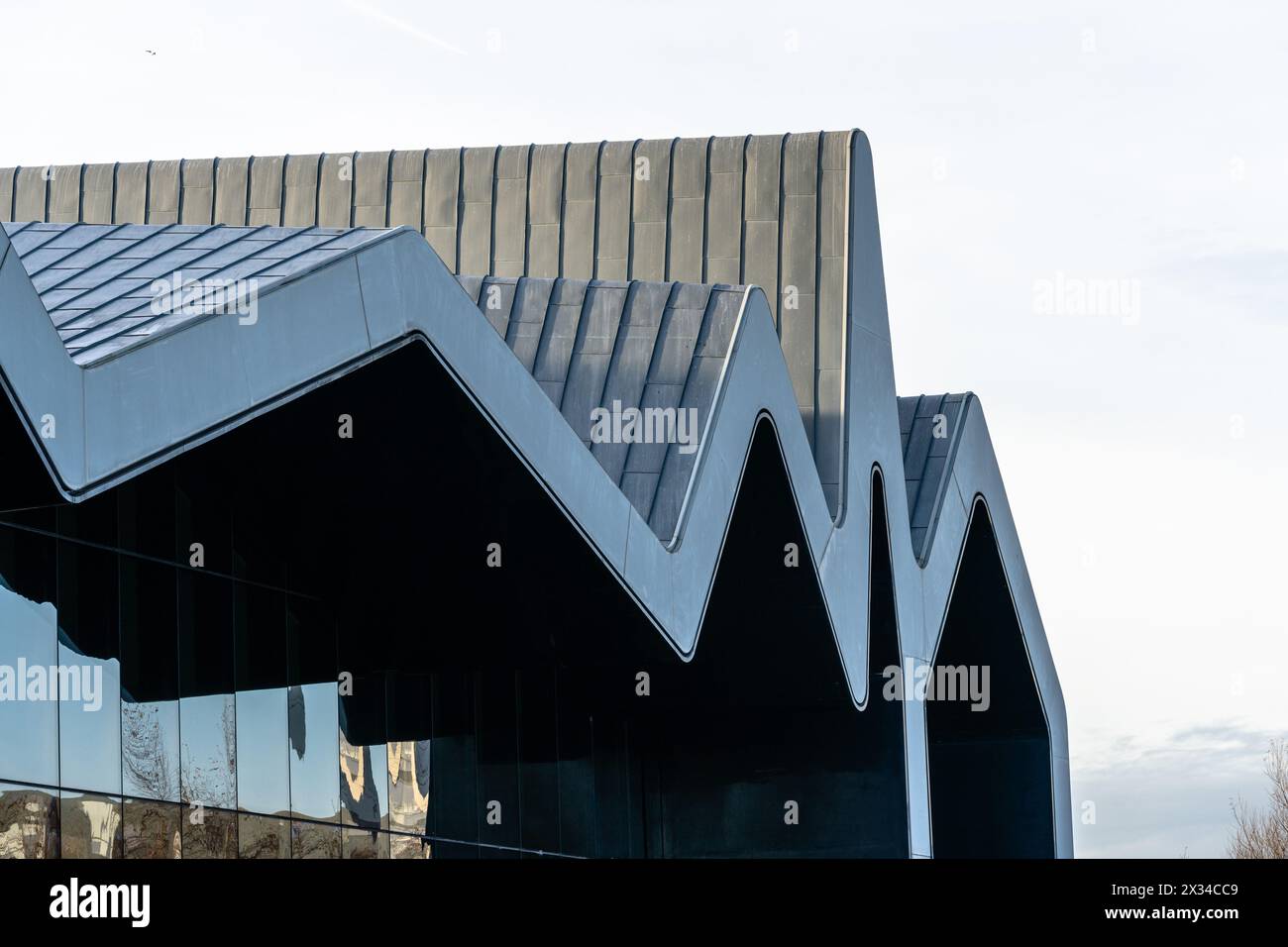 Glasgow, UK - December 6, 2023: Riverside Museum by Zaha Hadid Architect in the Yorkhill area of Glasgow, Scotland. Museum of Transport Stock Photo