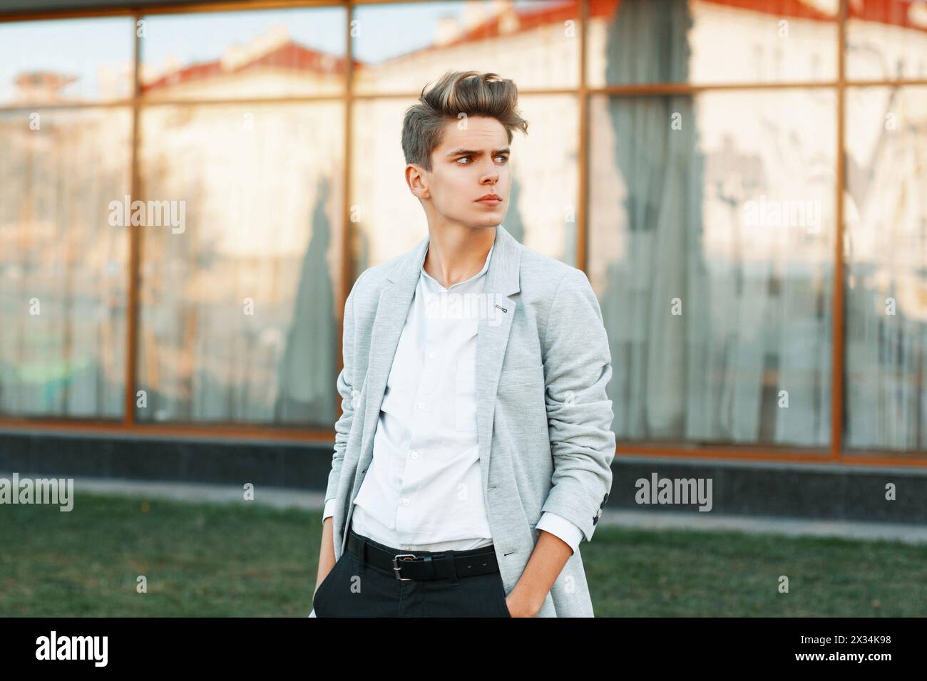 Young Businessman In Urban Background Stock Photo