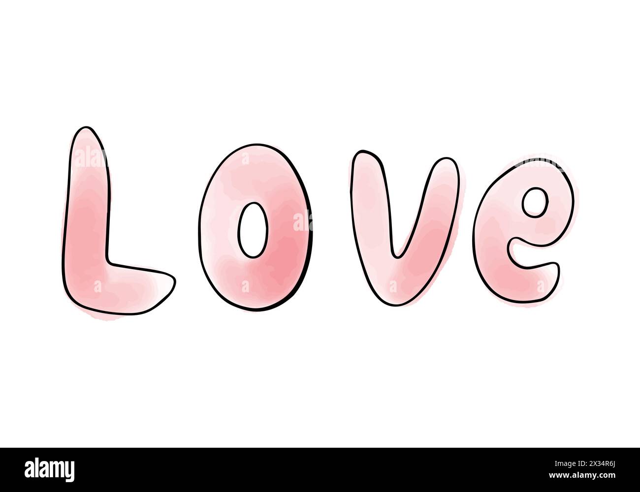 Word love watercolor doodle element, vector illustration Stock Vector ...