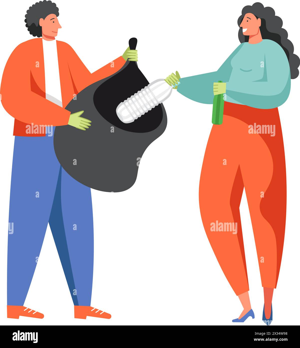 Waste collection and street cleaning, vector flat isolated illustration