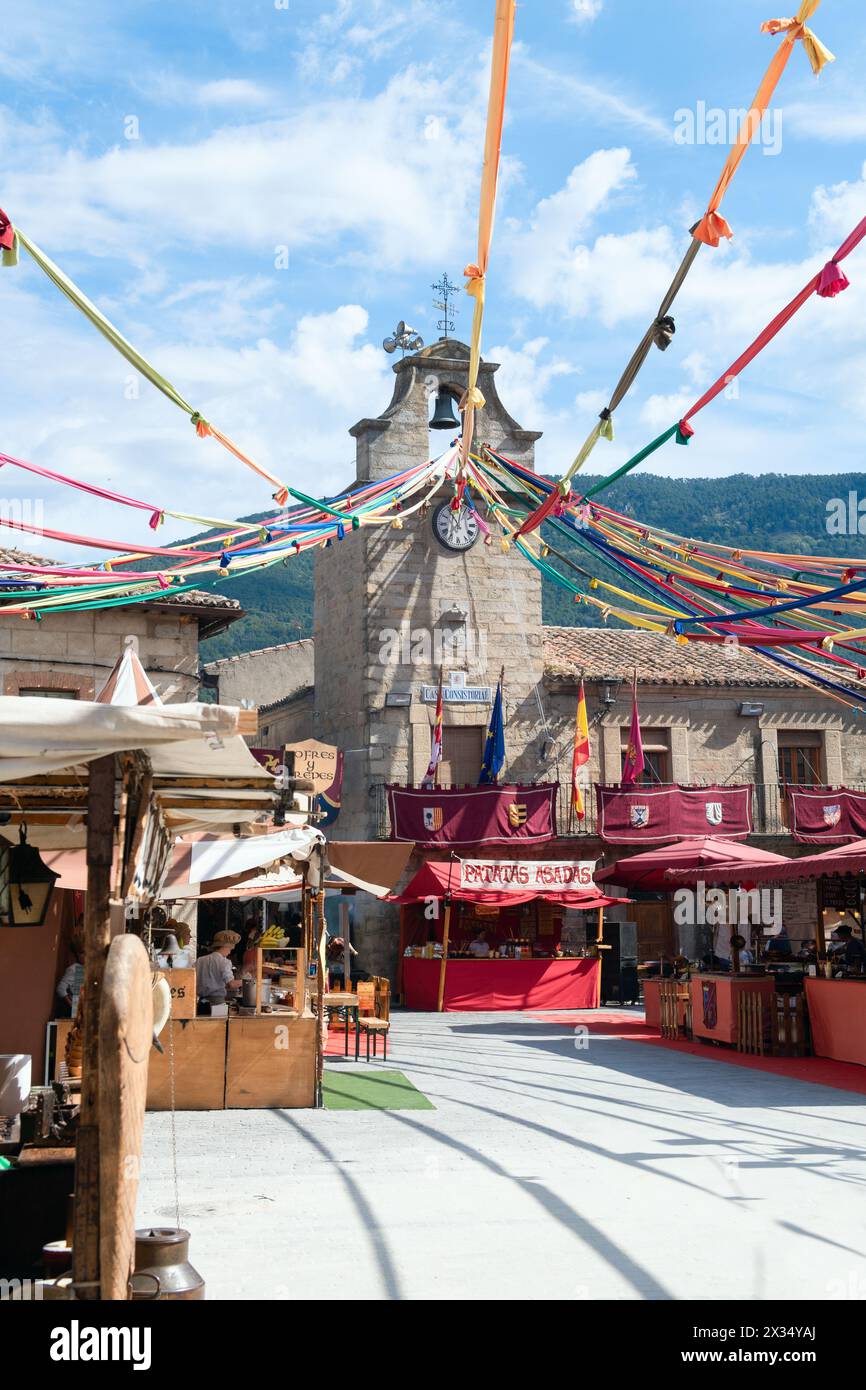 Traditional medieval market celebrated in the town of La Enrada, province of Avila, Spain, the day May 1, 2019 Stock Photo