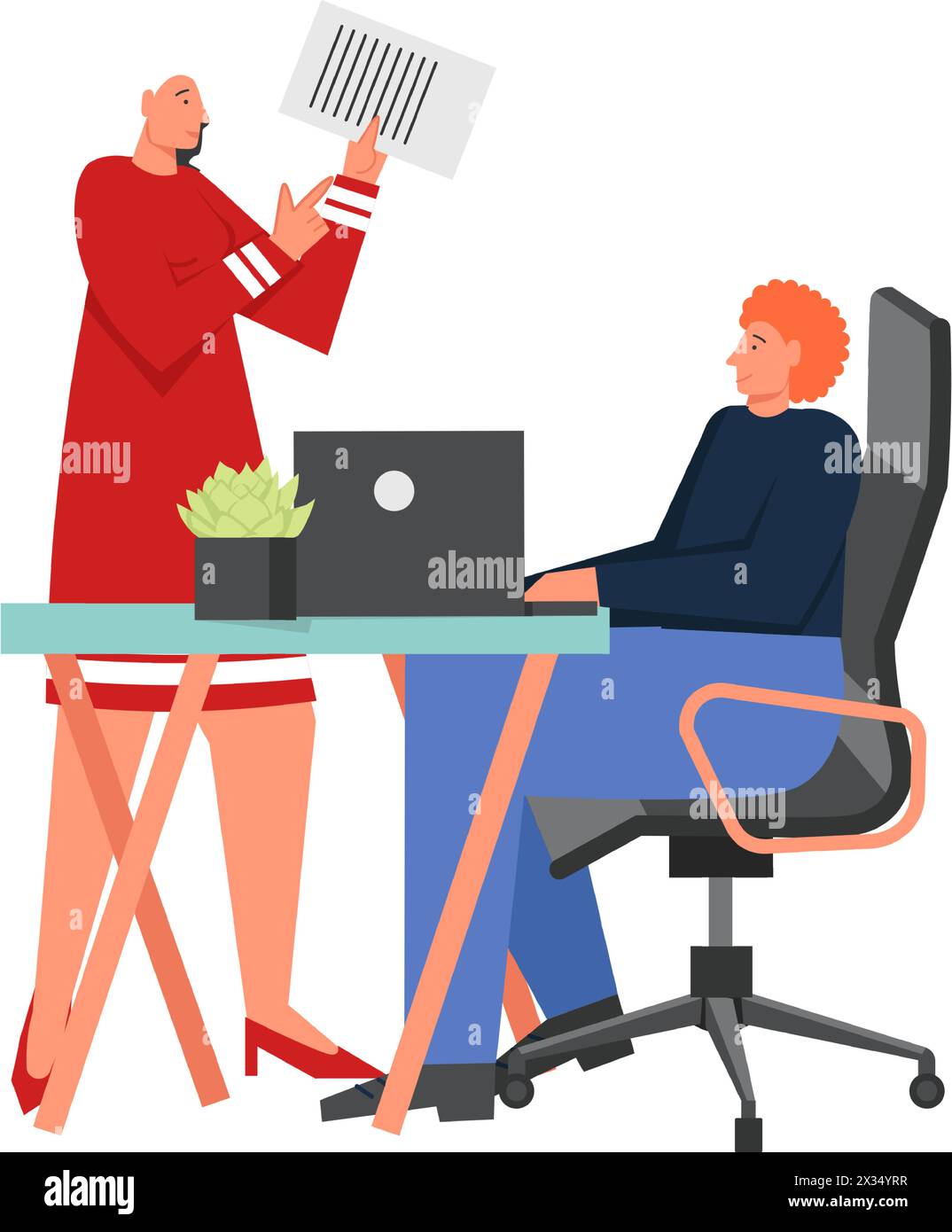 Office work, vector flat style design illustration Stock Vector