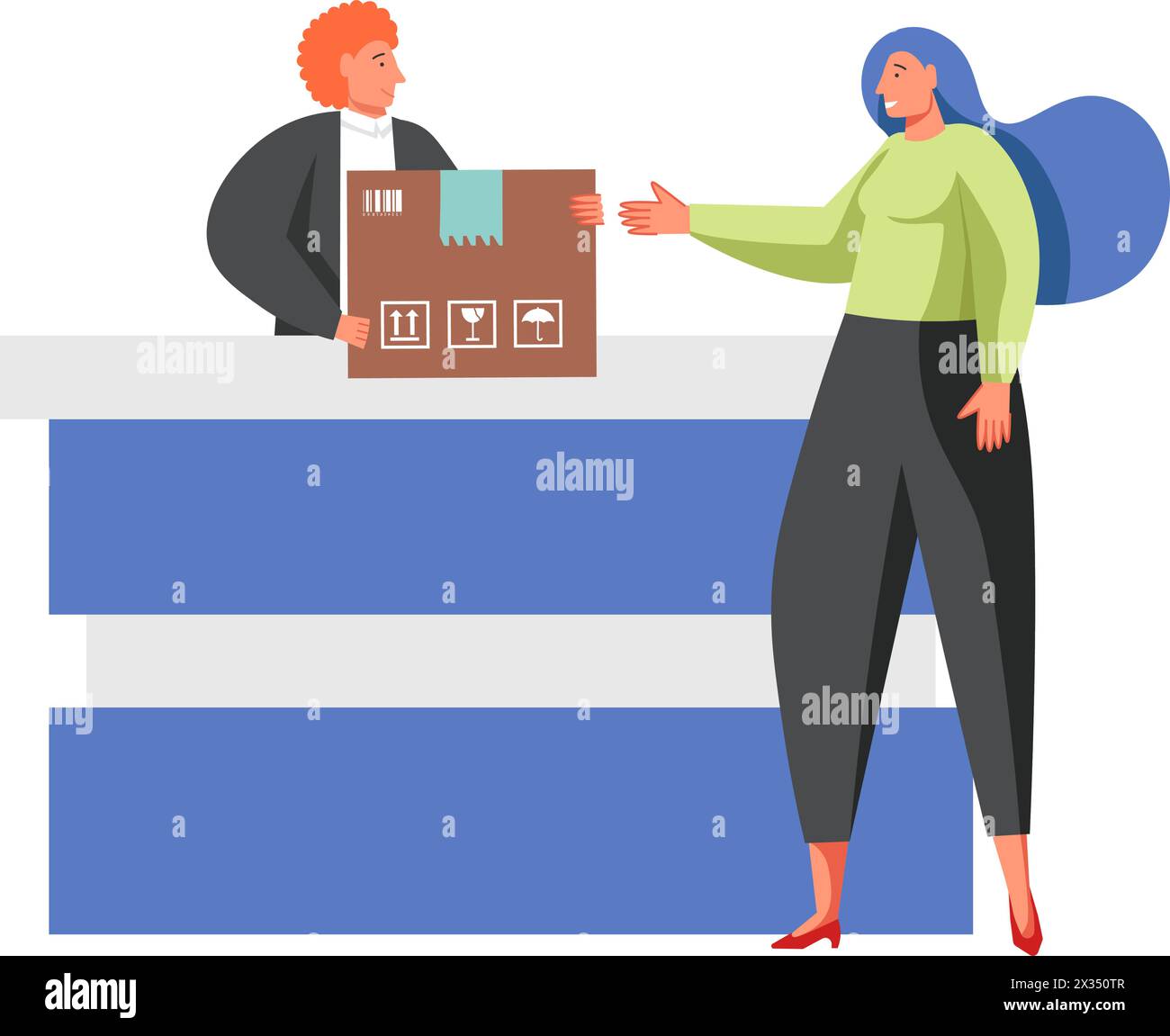 Recieving Vector Woman receiving post packet Stock Vector Images - Alamy