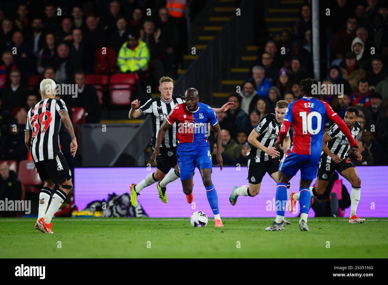 LONDON, UK - 24th Apr 2024:  Jean-Philippe Mateta of Crystal Palace in action during the Premier League match between Crystal Palace FC and Newcastle United FC at Selhurst Park  (Credit: Craig Mercer/ Alamy Live News) Stock Photo