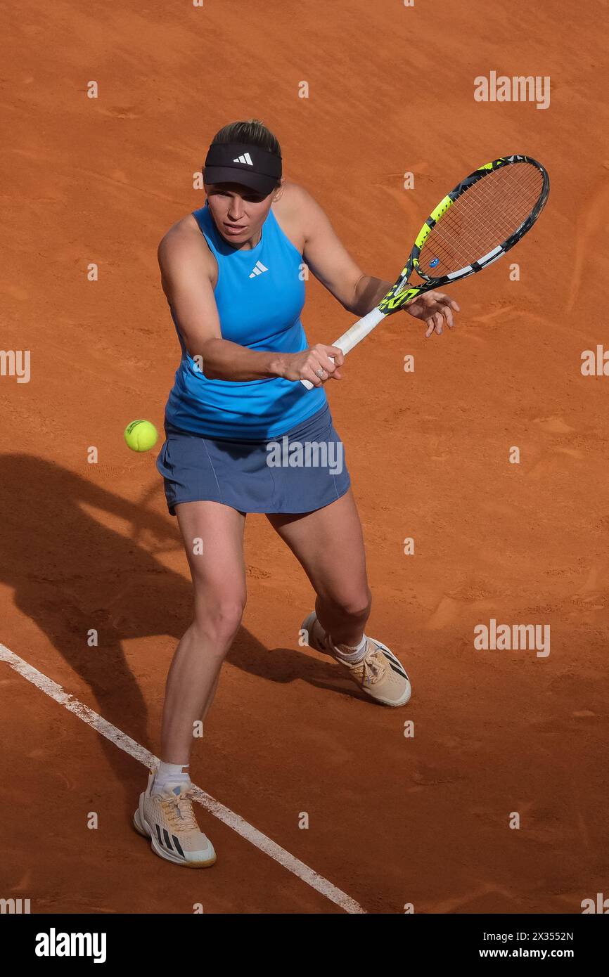 Caroline Wozniacki Of Denmark During The Match On Day Two Of The Mutua 